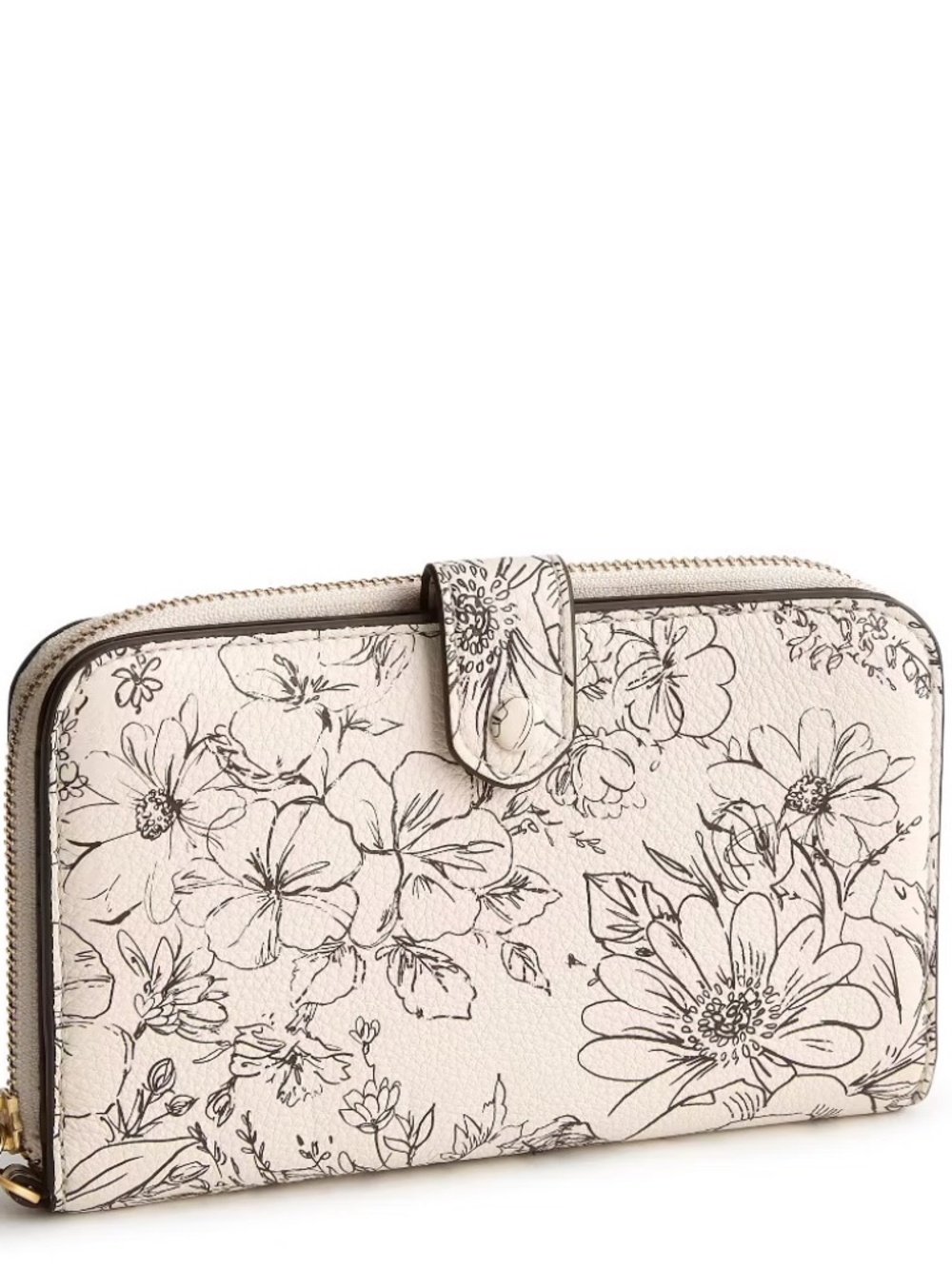 new Vera Bradley Leather Large Tab Wallet *Bloom Cottage Cream* R$155
